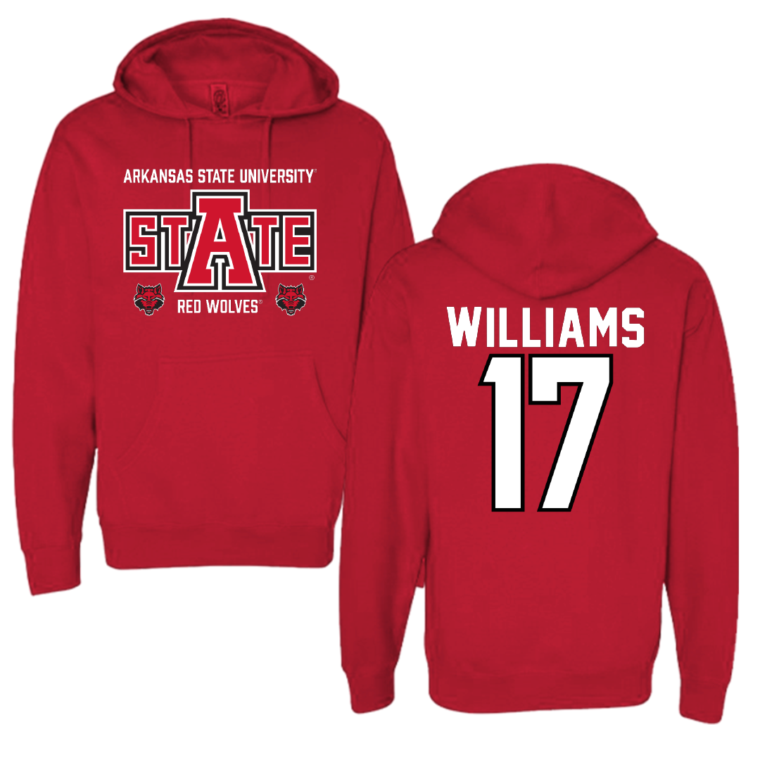 Arkansas State University Baseball Red General Hoodie - #17 Jake Williams