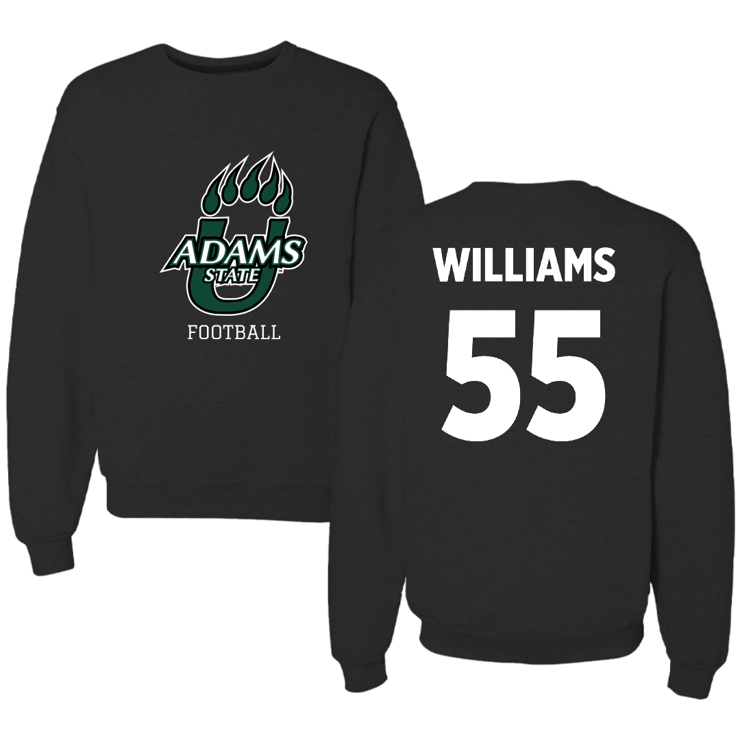 Adams State University Football Black State Crewneck - #55 Quincy Williams