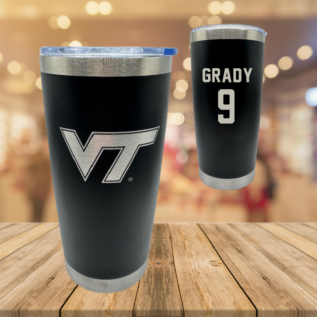Virginia Tech Baseball Black Stainless Steel Tumbler - #9 Clay Grady
