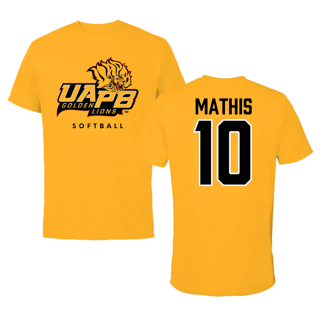 University of Arkansas-Pine Bluff Softball Gold Tee - #10 Janai Mathis