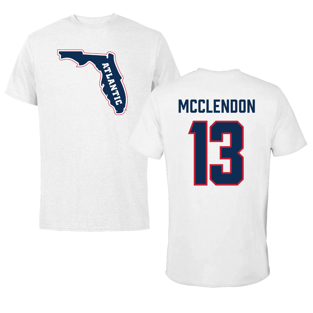 Florida Atlantic University Football White Tee - #13 Darius McClendon