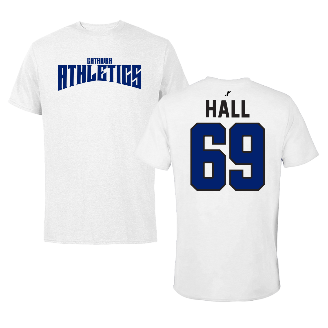 Catawba College Football White Classic Tee - #69 Nicholas Hall