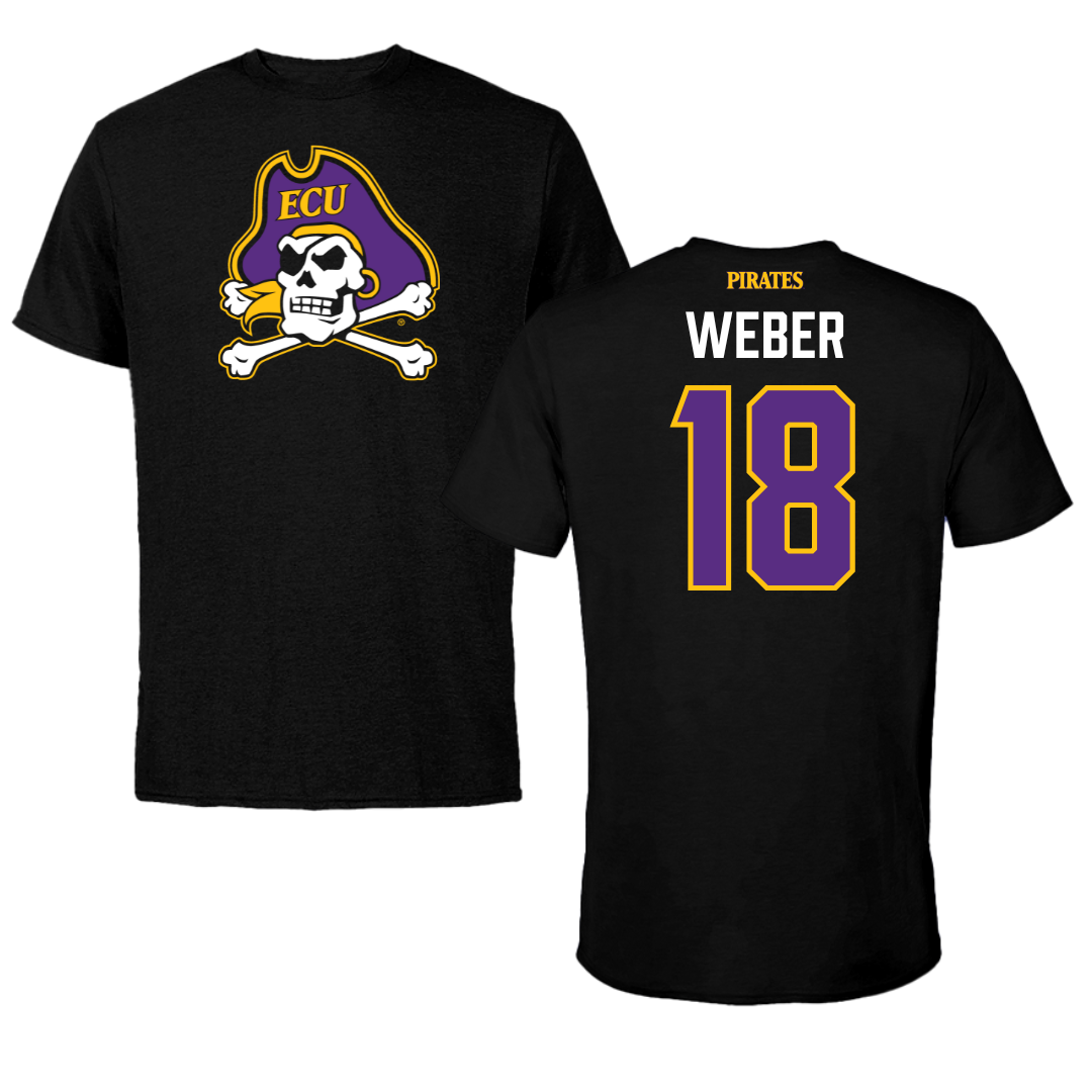 East Carolina University Softball Black Tee - #18 Michaela Weber