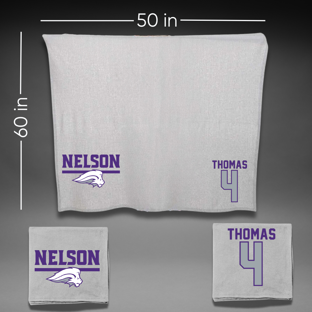 Nelson University Football Gray Blanket - #4 Aaron Thomas