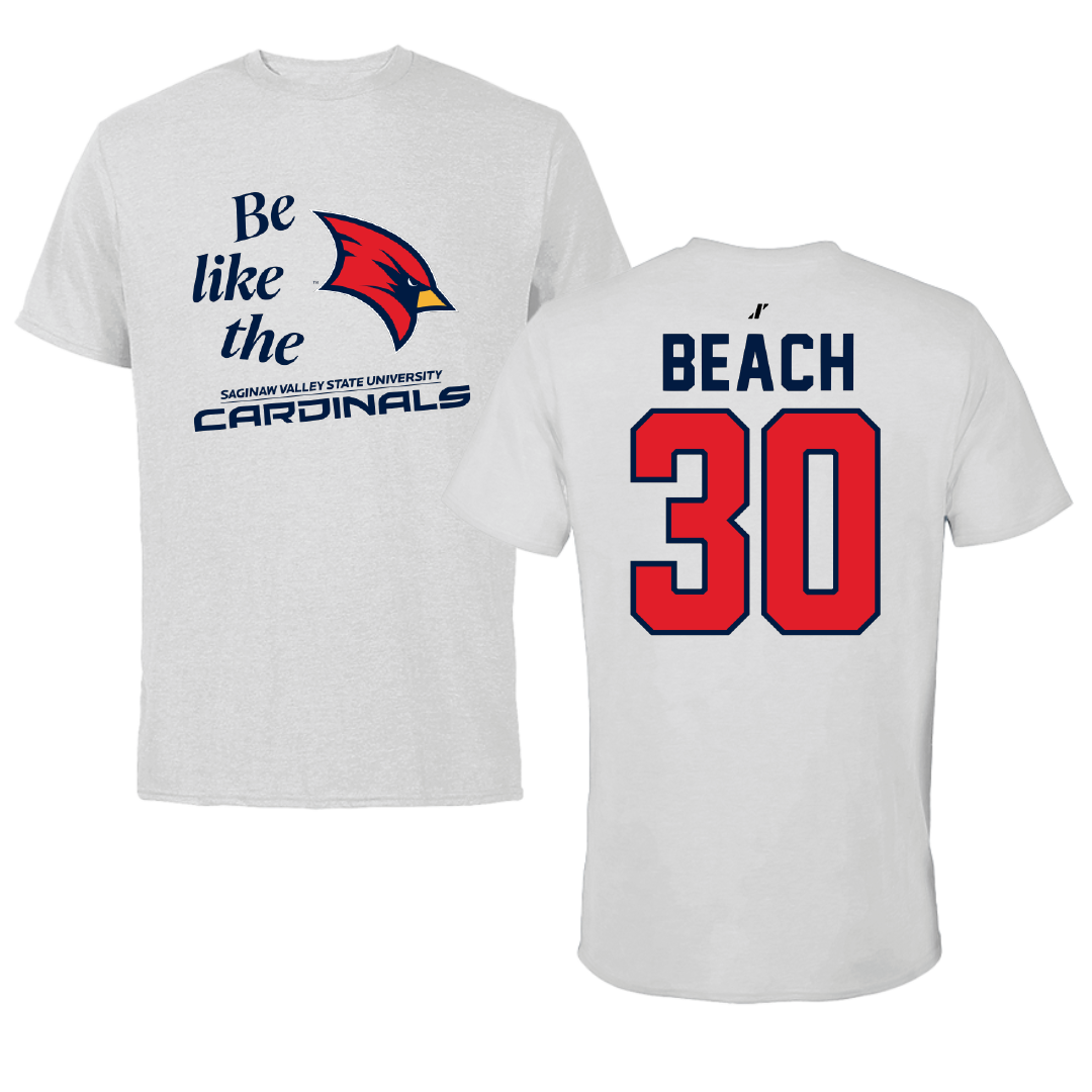 Saginaw Valley State University Soccer Light Gray Be Like Us Performance Tee - #30 Connor Beach