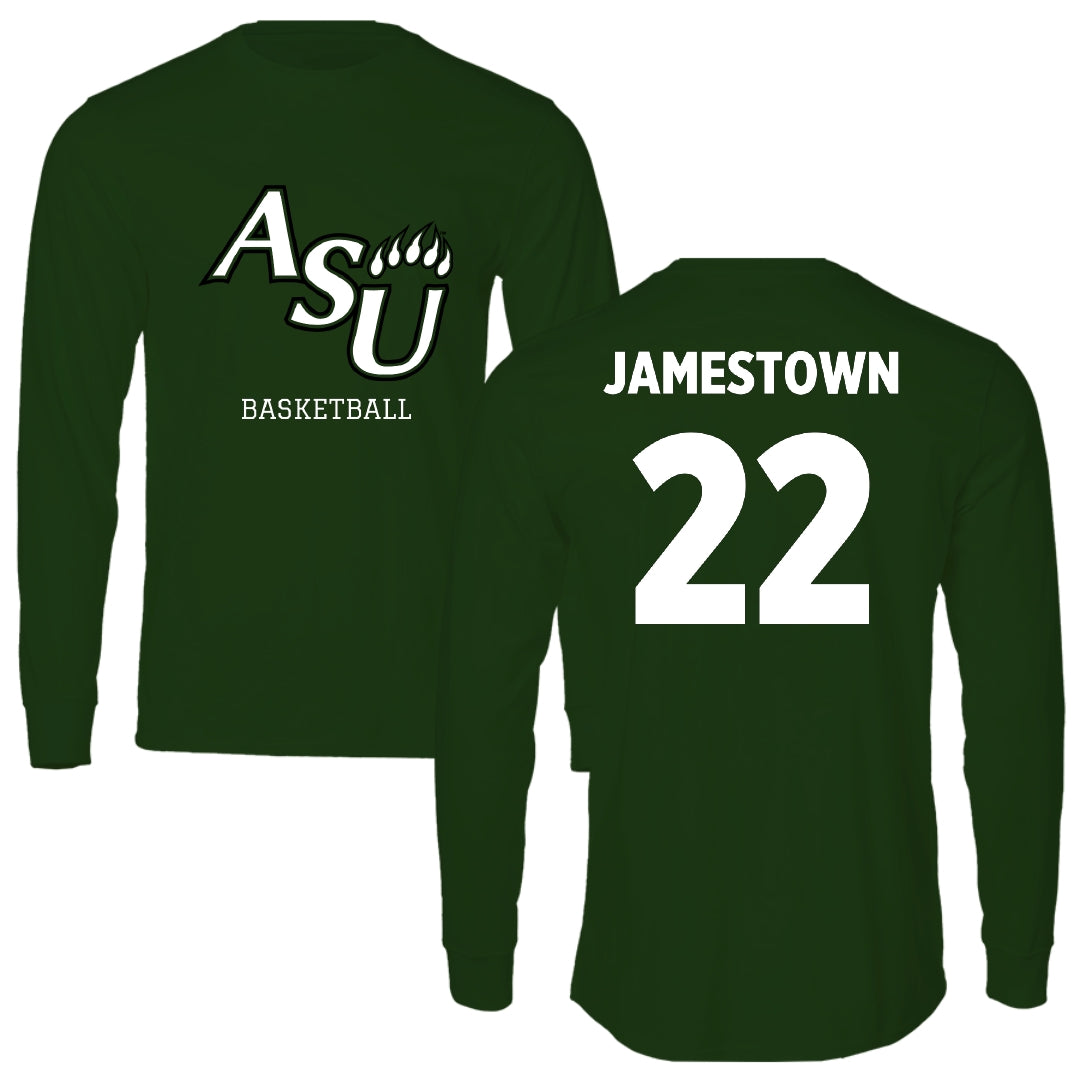 Adams State University Basketball Forest Green Block Performance Long Sleeve - #22 Tajaun Jamestown