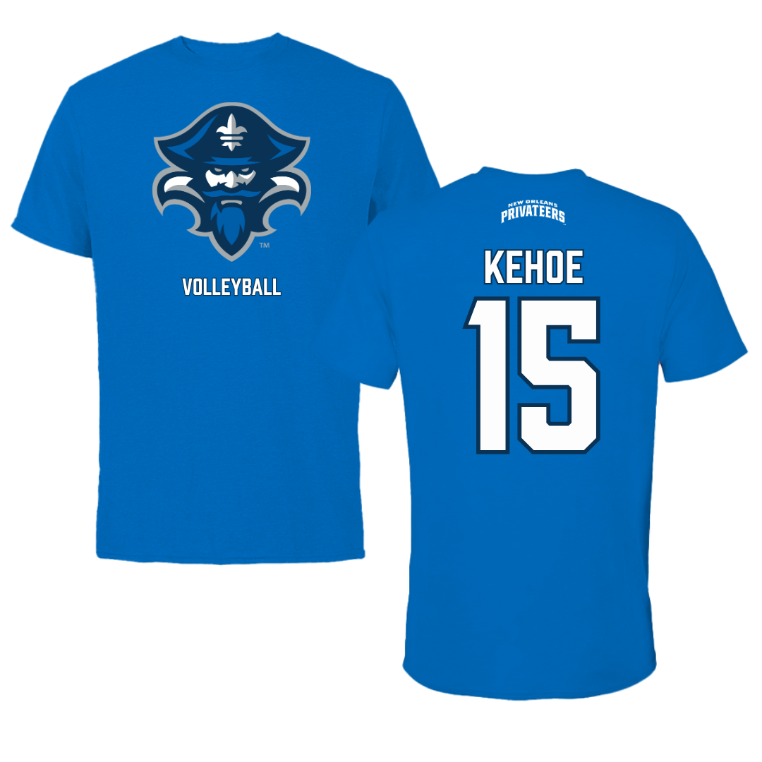 University of New Orleans Volleyball Blue Mascot Tee - #15 Molly Kehoe