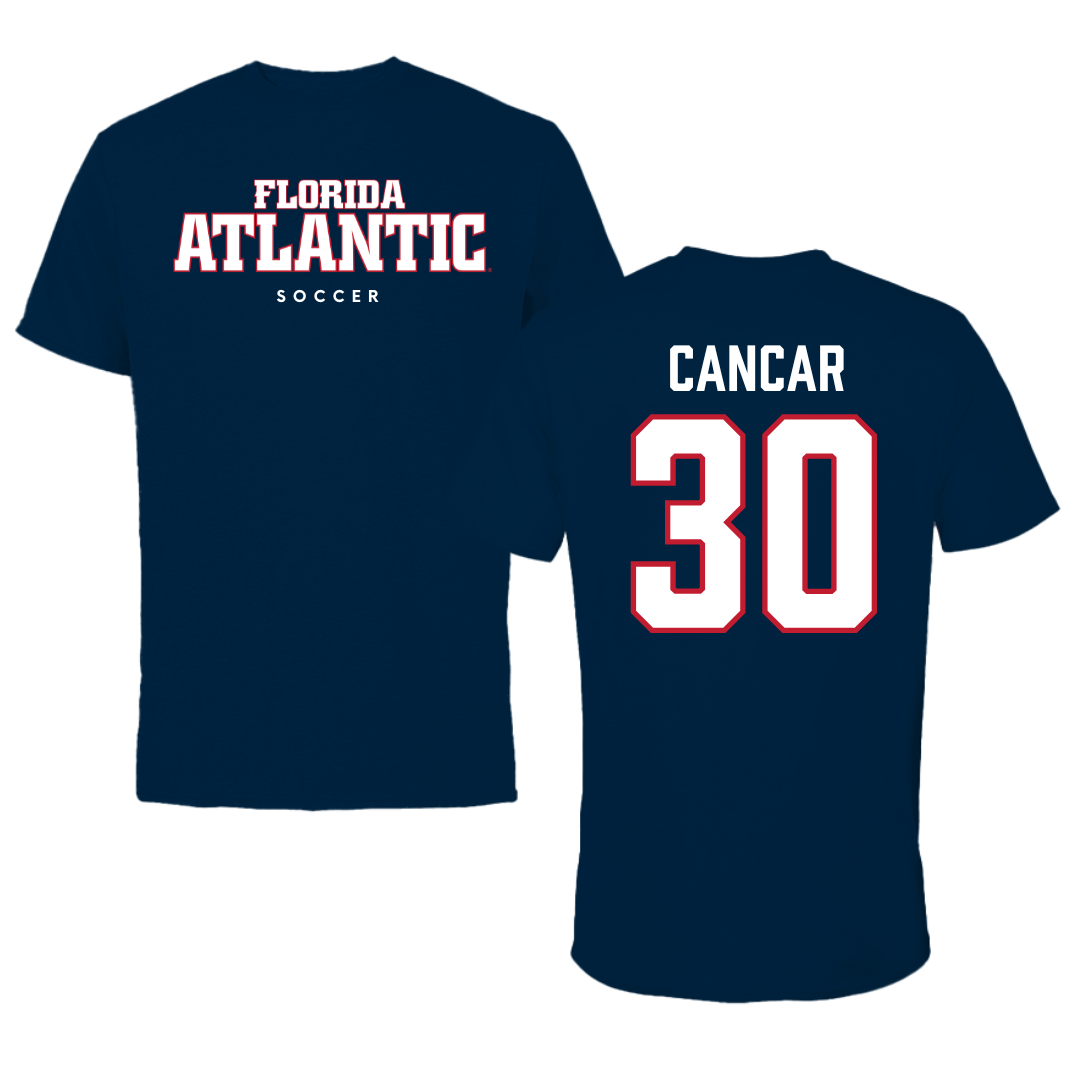Florida Atlantic University Soccer Navy Block Performance Tee - #30 Jozo Cancar