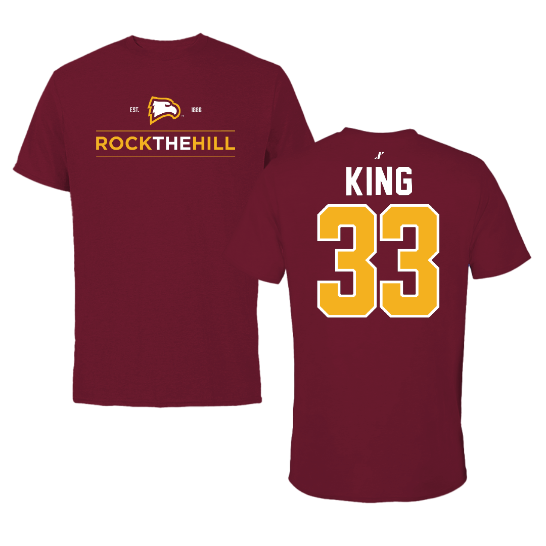 Winthrop University Softball Garnet General Tee - #33 Aspen King