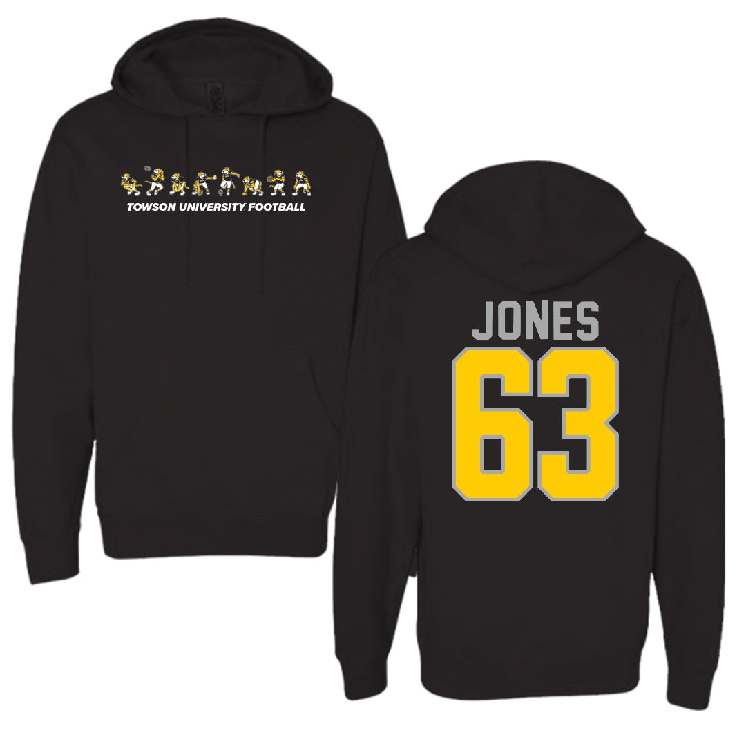 Towson University Football Black Cartoon Doc Team Hoodie - #63 Dillon Jones