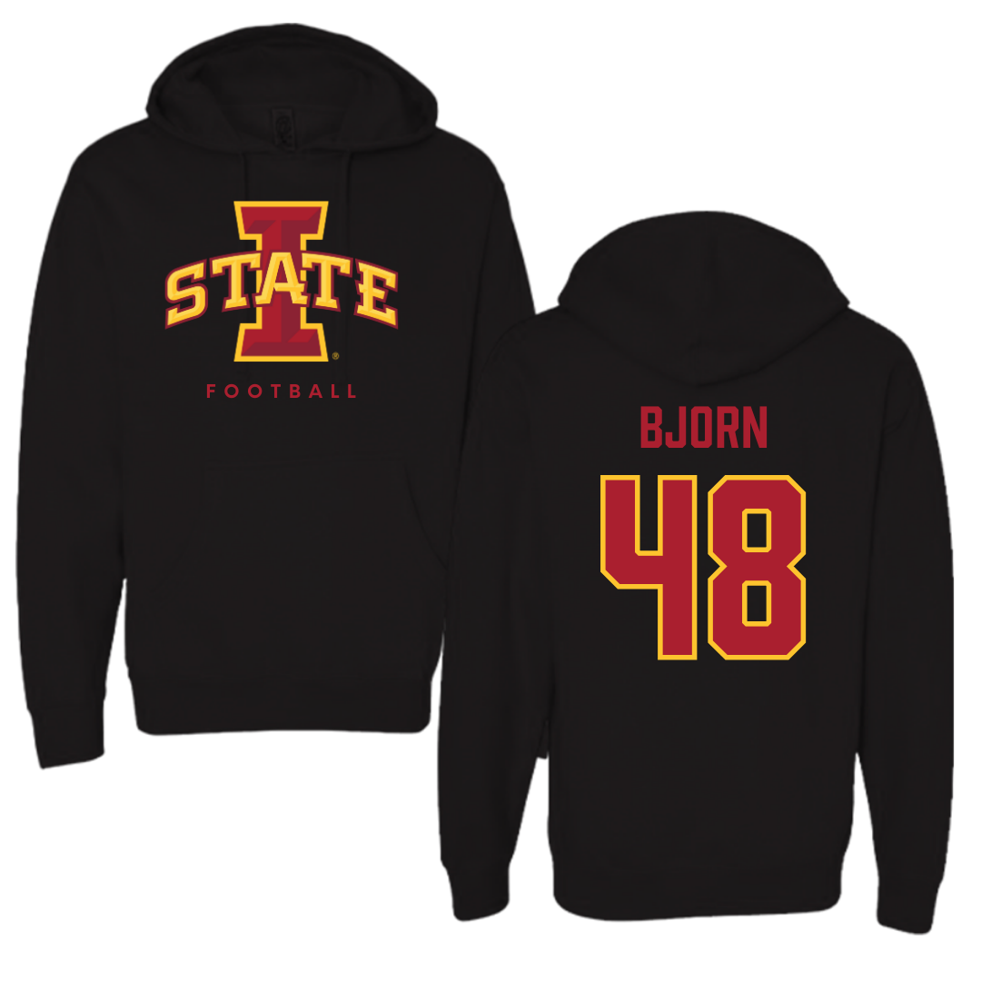 Iowa State University Football Black Hoodie - #48 Jack Bjorn