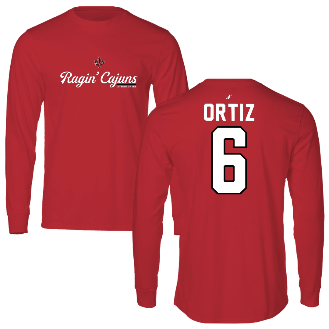 University of Louisiana at Lafayette Soccer Red General Performance Long Sleeve - #6 Lucy Ortiz