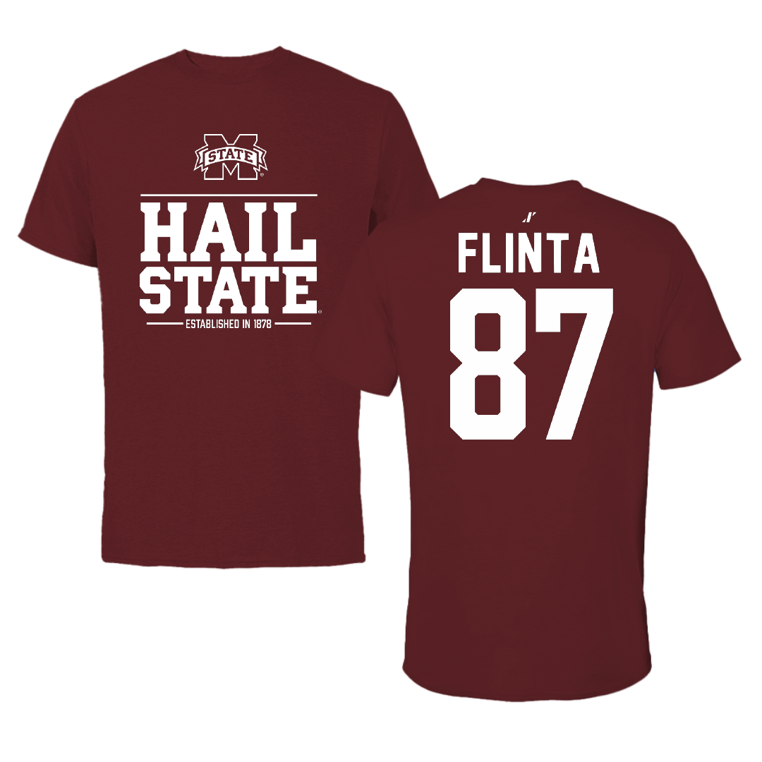 Mississippi State University Football Maroon General Performance Tee - #87 Logan Flinta