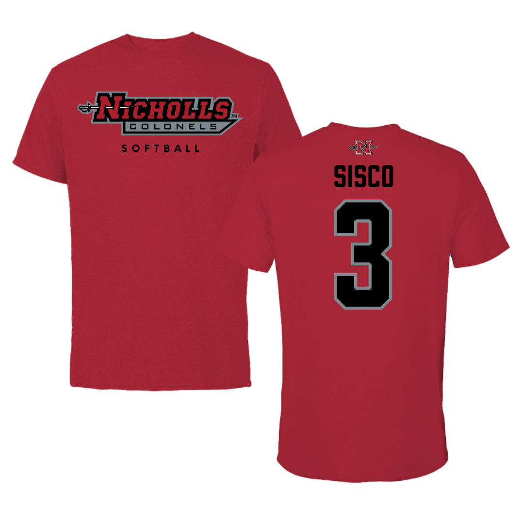 Nicholls State University Softball Red Performance Tee - #3 Claire Sisco