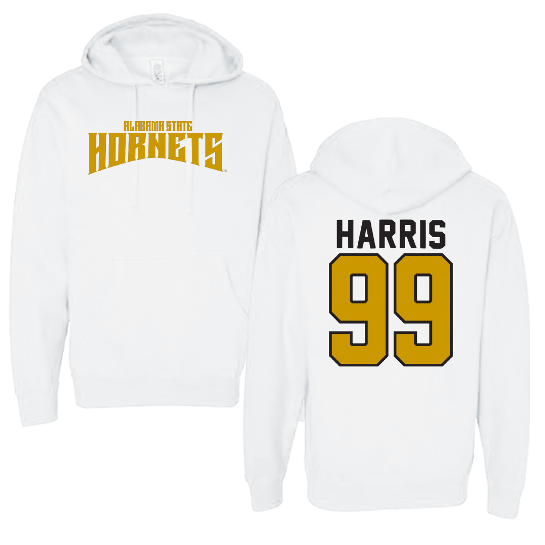 Alabama State University Volleyball White Classic Hoodie - #99 Lyndsay Harris