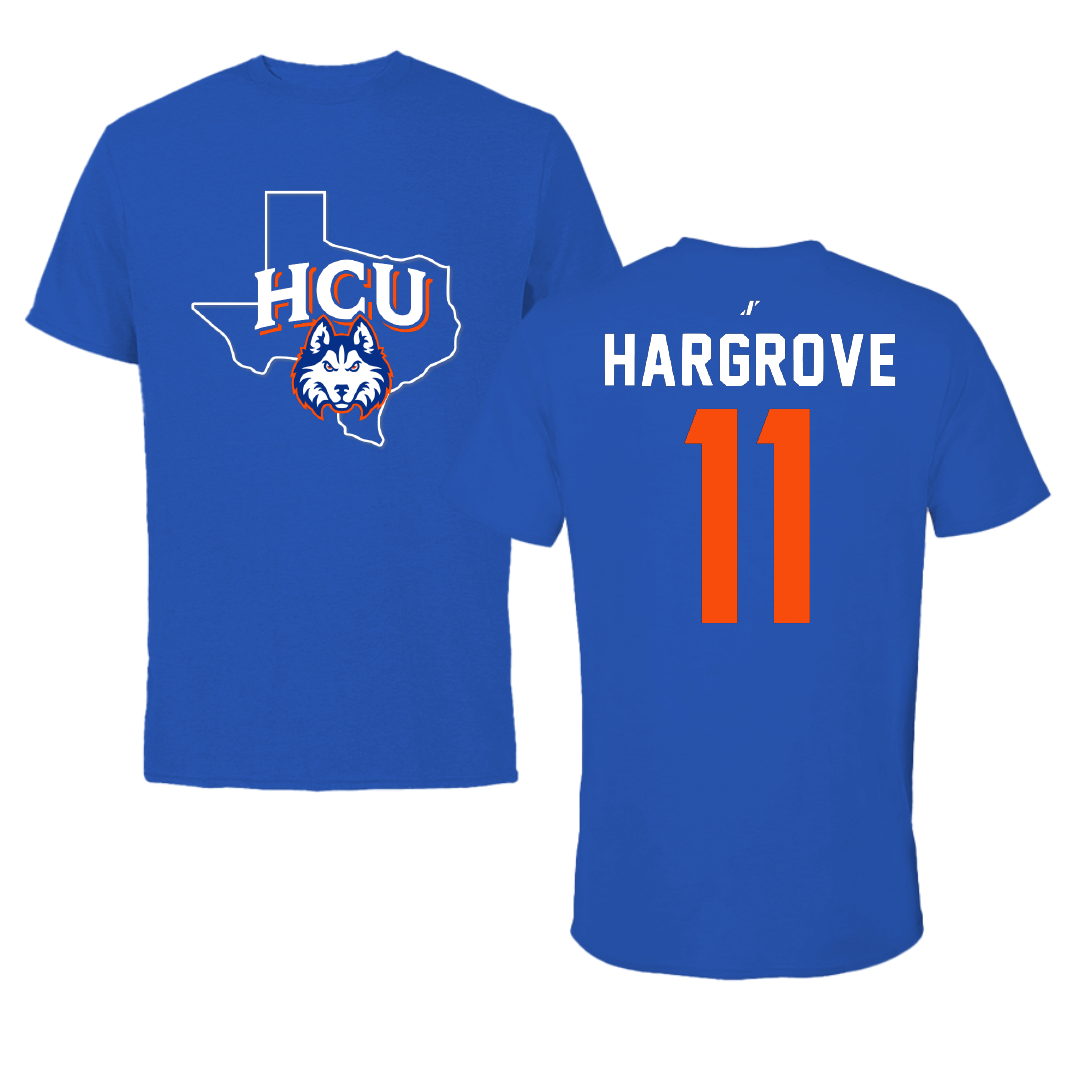 Houston Christian University Football Blue State Tee - #11 Devion Hargrove