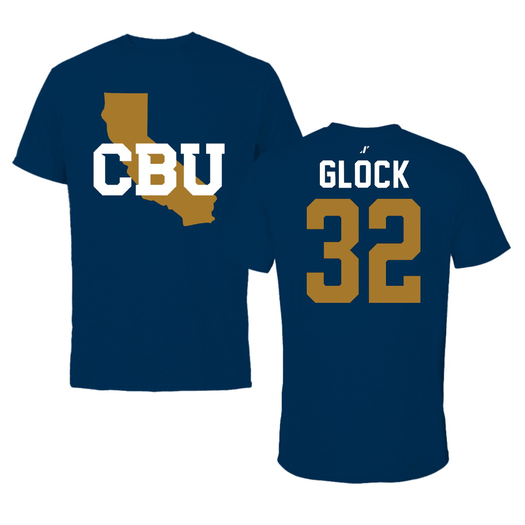 California Baptist University Soccer Navy State Tee - #32 Tate Glock