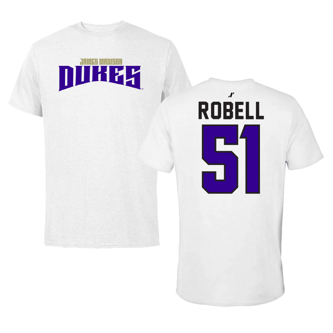 James Madison University Football White Classic Tee - #51 Riley Robell