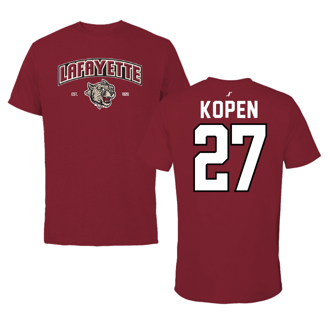 Lafayette College Lacrosse Cardinal General Tee - #27 Aidan Kopen