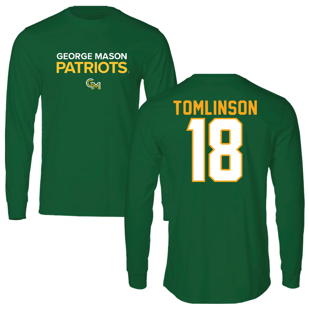 George Mason University Baseball Green Performance Long Sleeve - #18 Ty Tomlinson