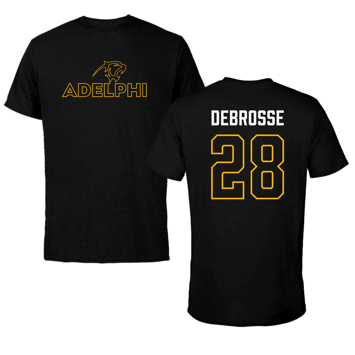 Adelphi University Soccer Black Tee - #28 Richard DeBrosse