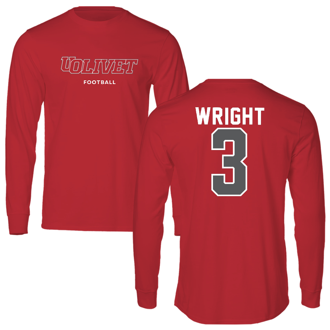 The University of Olivet Football Red Long Sleeve - #3 Dontal Wright