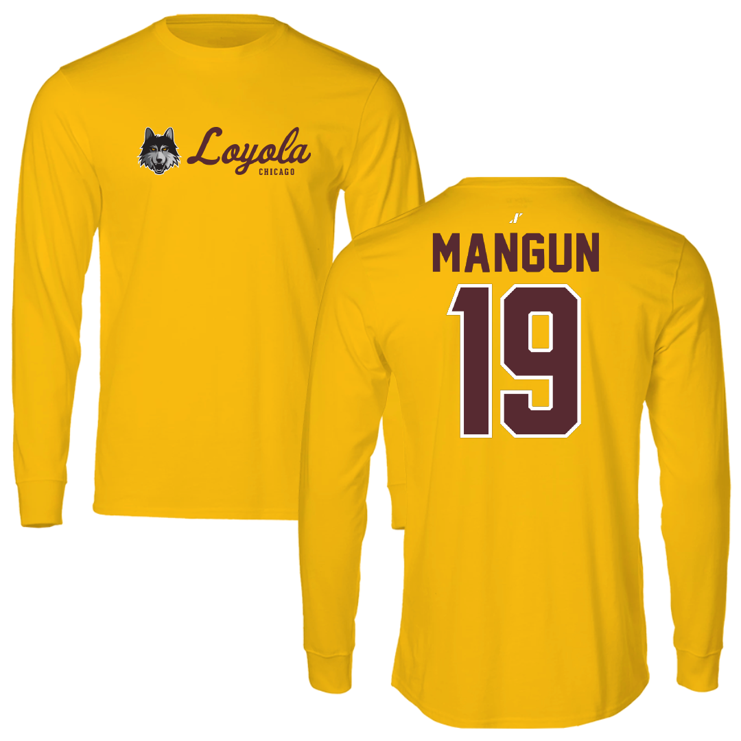 Loyola University-Chicago Volleyball Gold General Performance Long Sleeve - #19 Dan Mangun