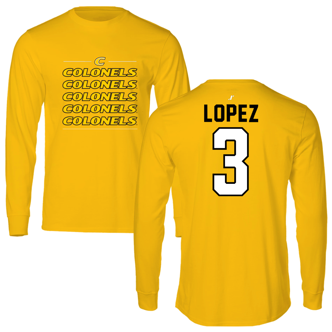 Centre College Baseball Gold General Performance Long Sleeve - #3 Aaron Lopez