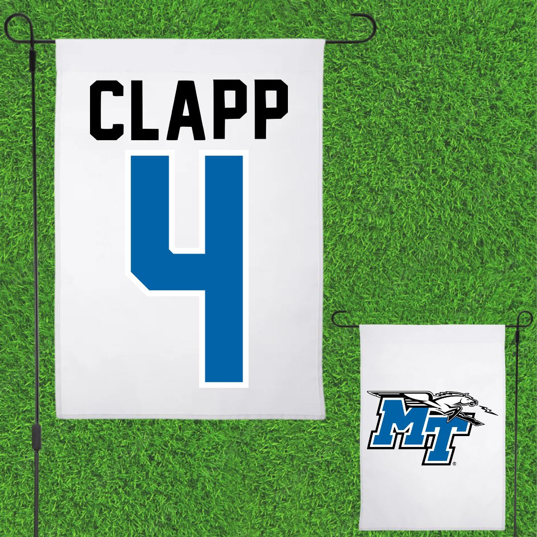 Middle Tennessee State University Baseball White Garden Flag - #4 Cooper Clapp