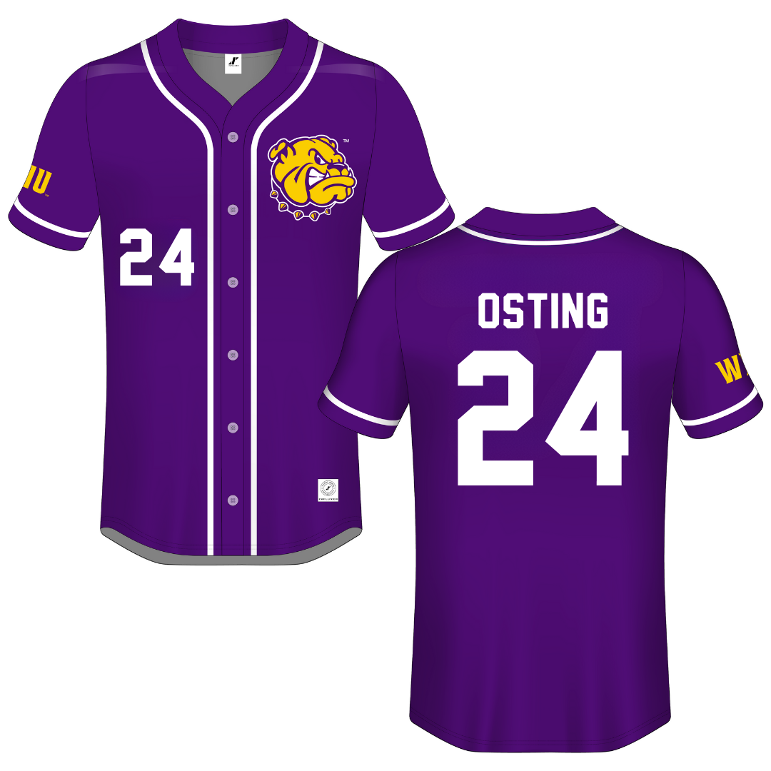 Western Illinois University Purple Button-Down Jersey - #24 Paul Osting