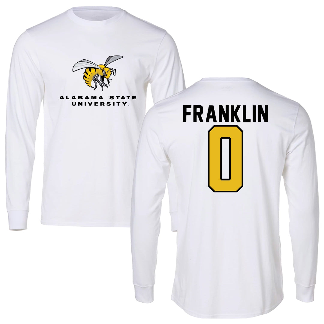 Alabama State University Basketball White Block Long Sleeve - #0 Amari Franklin