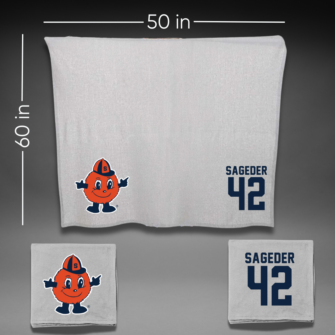 Syracuse University Lacrosse Gray Blanket - #42 Dylan Sageder