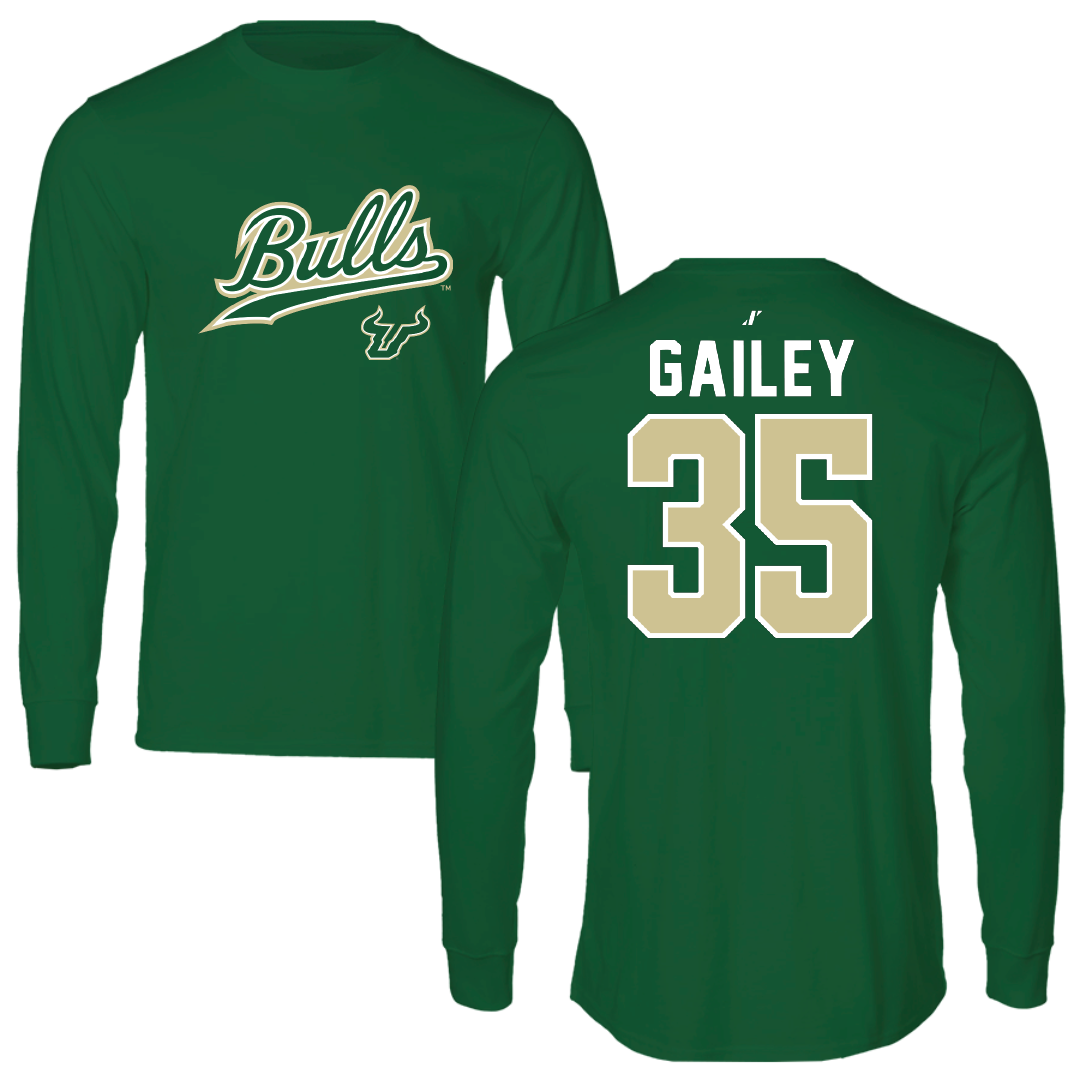 University of South Florida Baseball Green General Long Sleeve - #35 Lawson Gailey