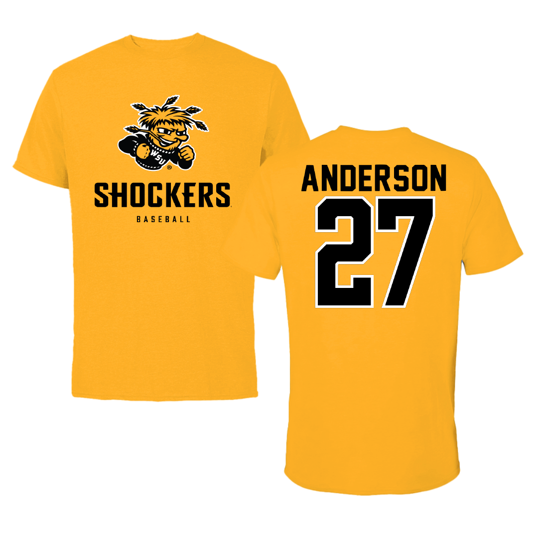 Wichita State University Baseball Gold Tee - #27 Caleb Anderson