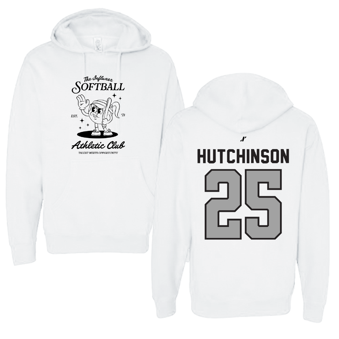 Softball White Influxer Athletic Club Hoodie - #25 Emma Hutchinson