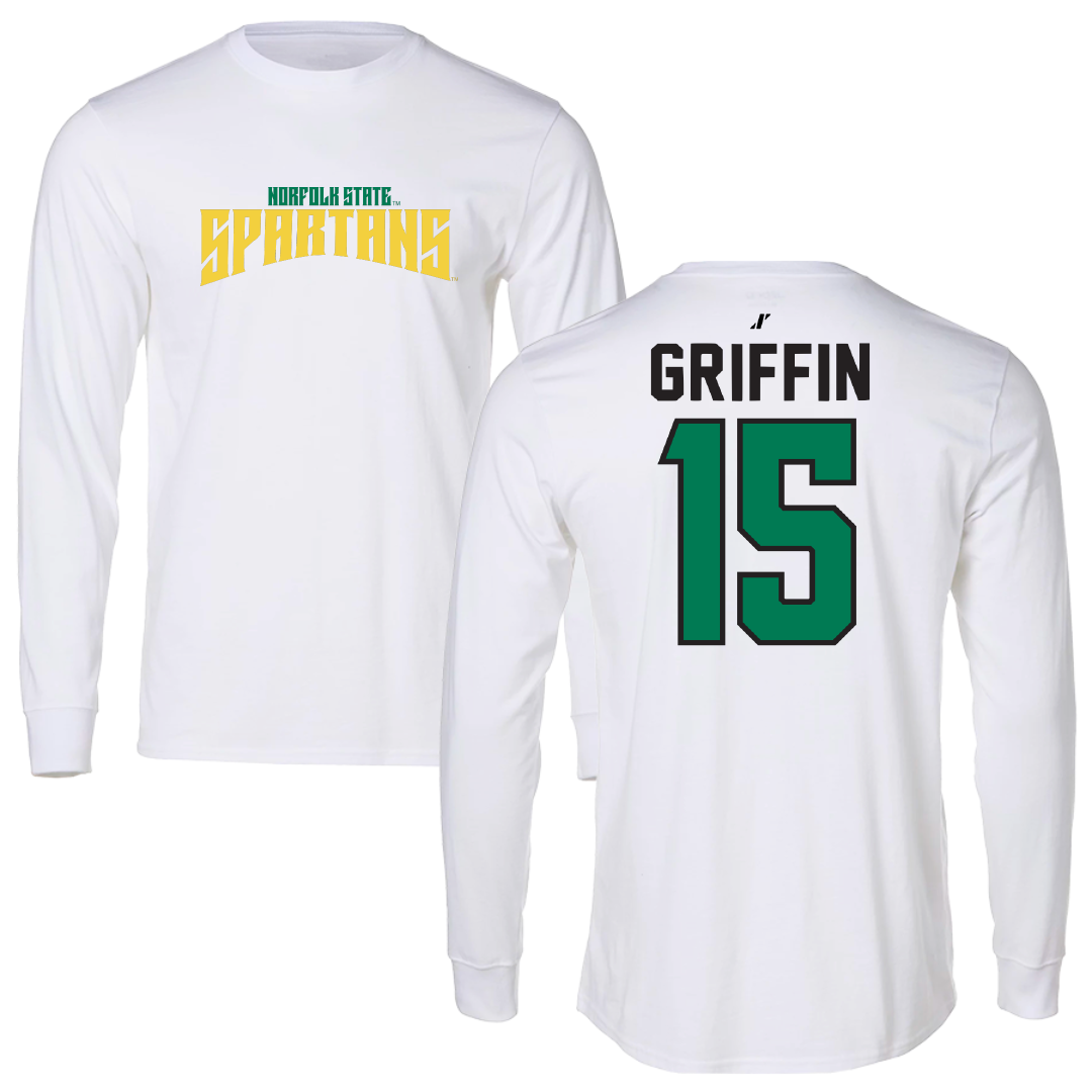 Norfolk State University Football White Classic Performance Long Sleeve - #15 Jordan Griffin