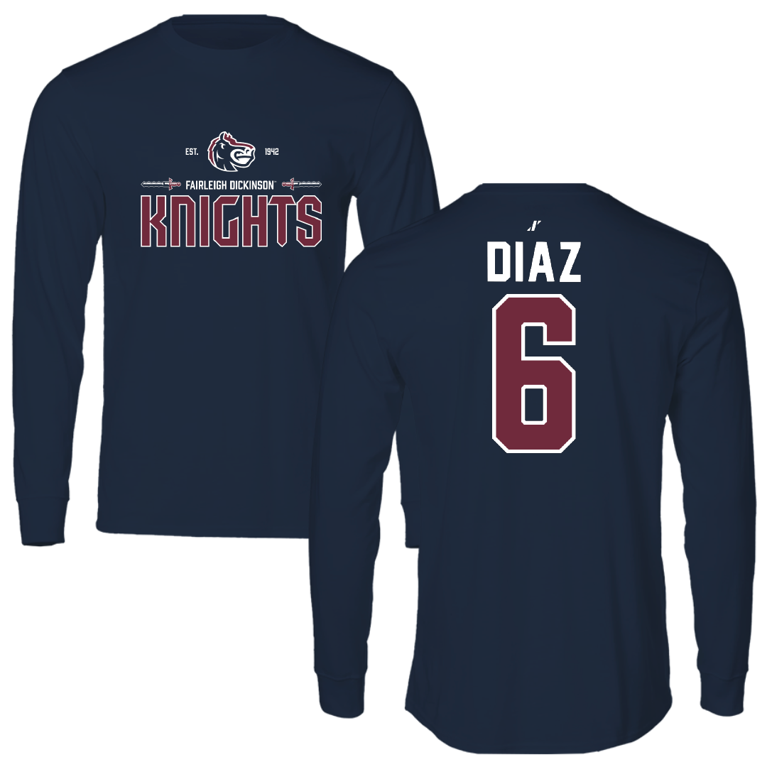 Fairleigh Dickinson University-Metropolitan Campus Volleyball Navy General Performance Long Sleeve - #6 Diego Diaz