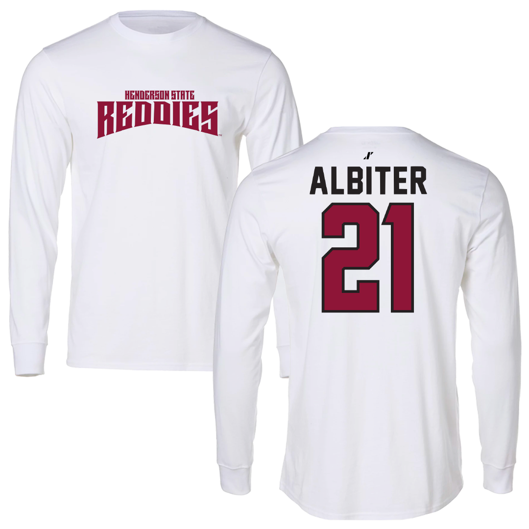 Henderson State University Softball White Classic Performance Long Sleeve - #21 Jay Albiter