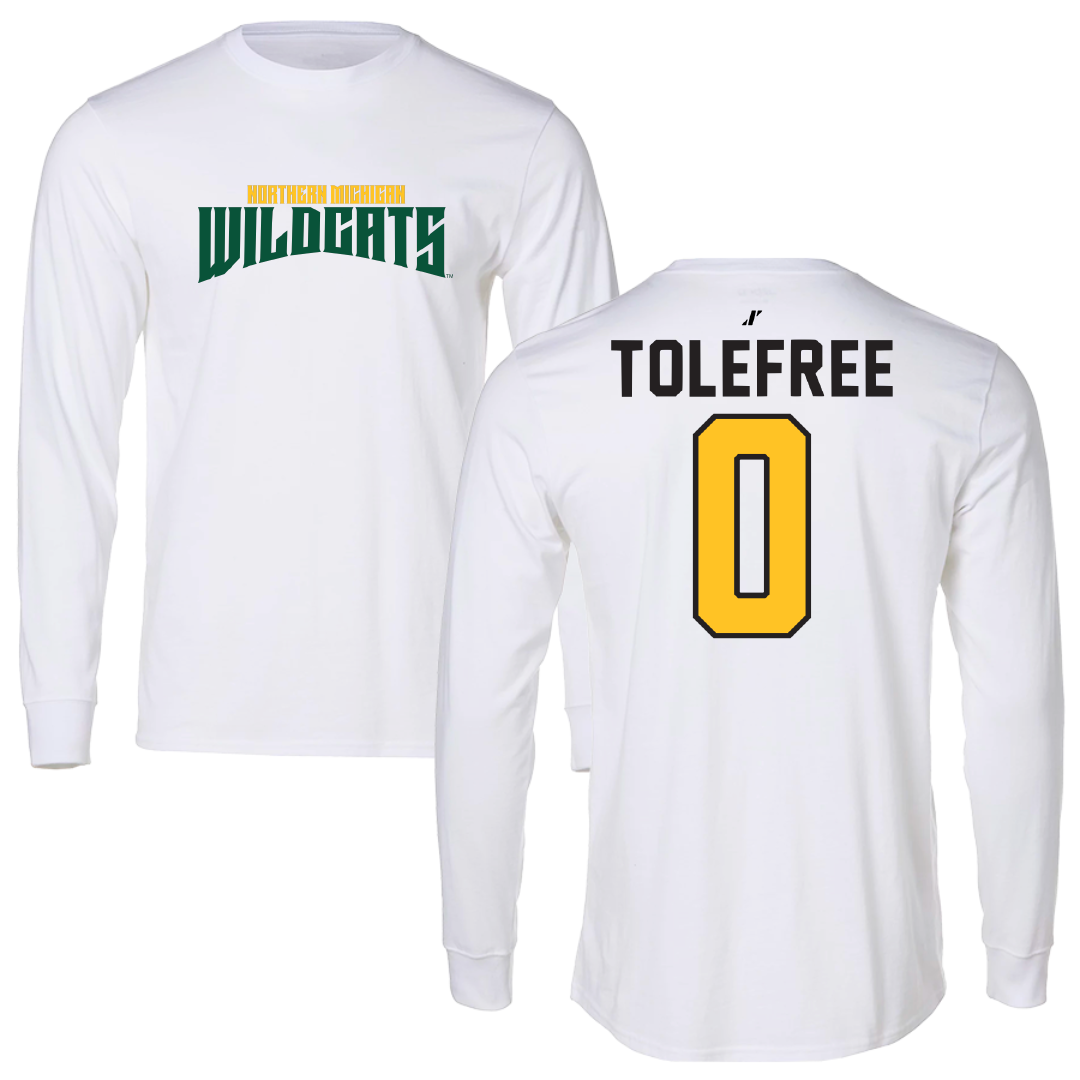 Northern Michigan University Basketball White Classic Long Sleeve - #0 Najashi Tolefree