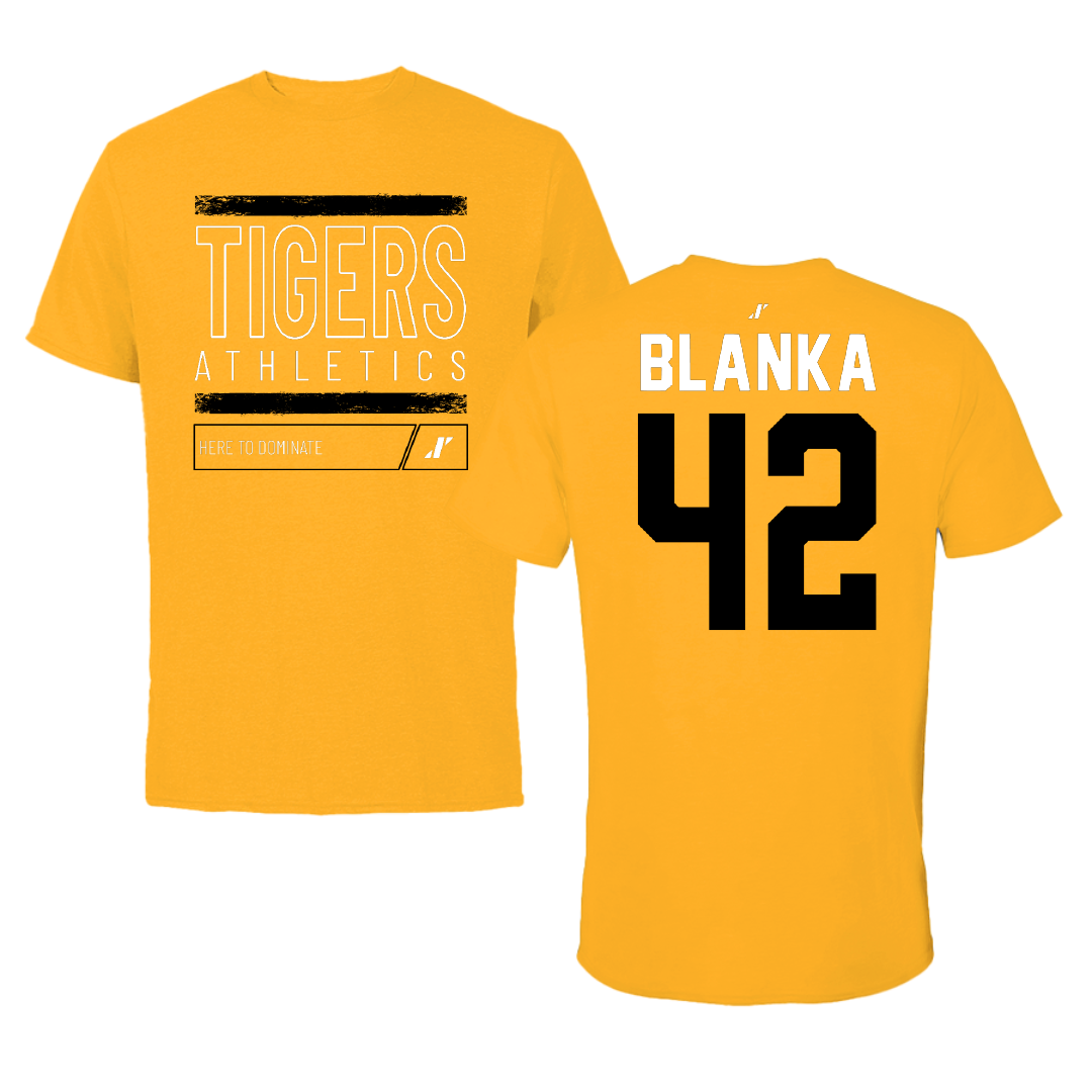Fort Hays State University Football Gold Dominate Tee - #42 Shadryon Blanka