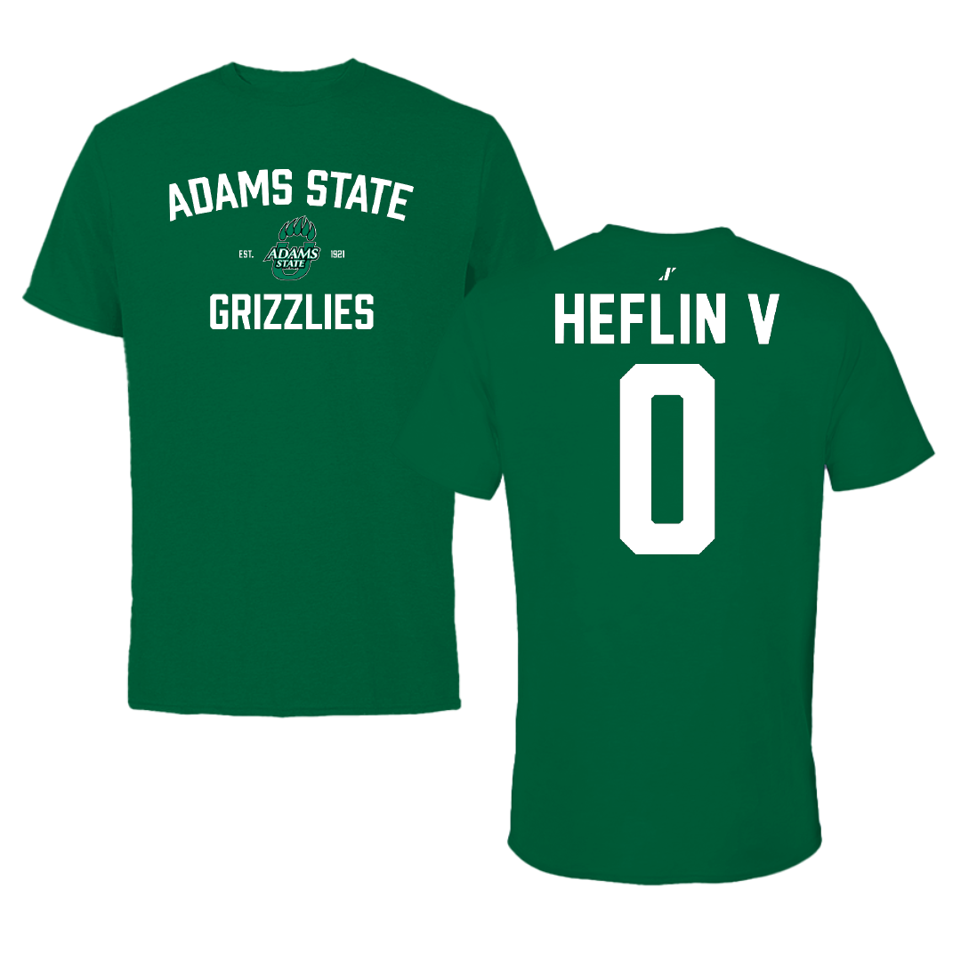 Adams State University Basketball Green General Performance Tee - #0 Robert Heflin V