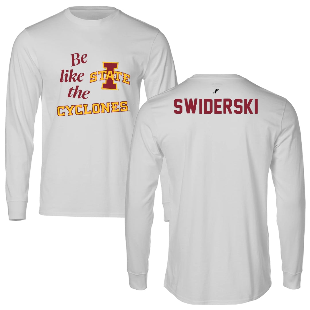 Iowa State University Wrestling Light Gray Be Like Us Performance Long Sleeve - Casey Swiderski