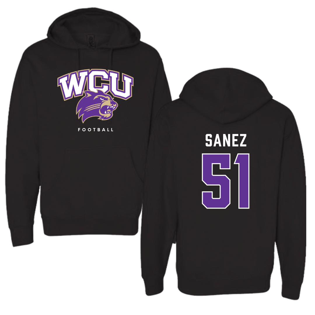 Western Carolina University Football Black Hoodie - #51 Aaron Sanez
