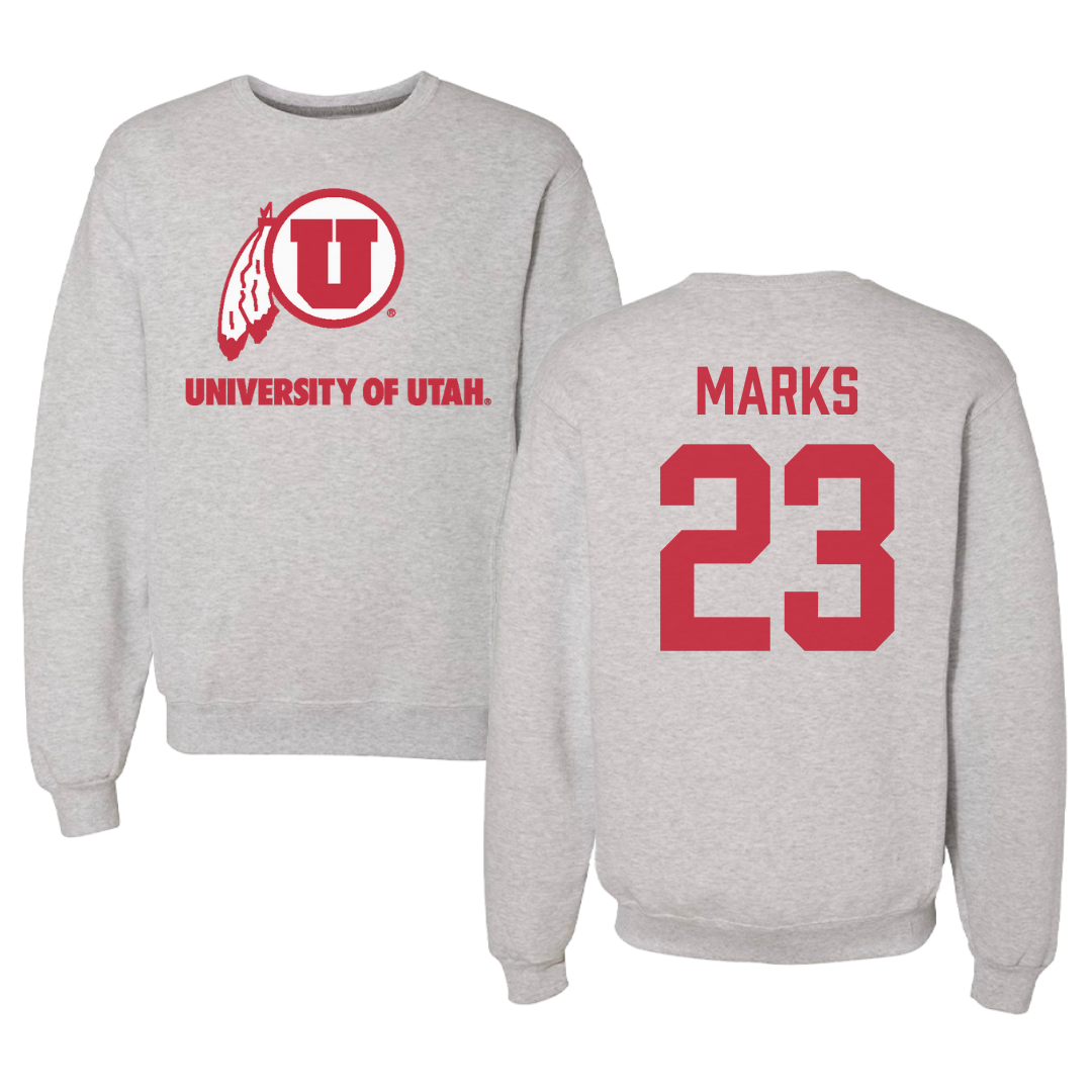 University of Utah Football Gray Crewneck - #23 Faybian Marks