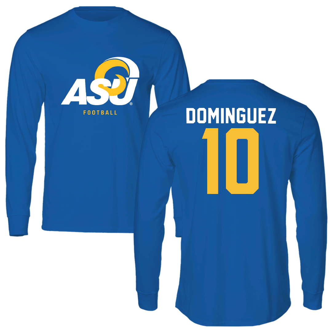 Angelo State University Football Blue Long Sleeve - #10 Athen Dominguez