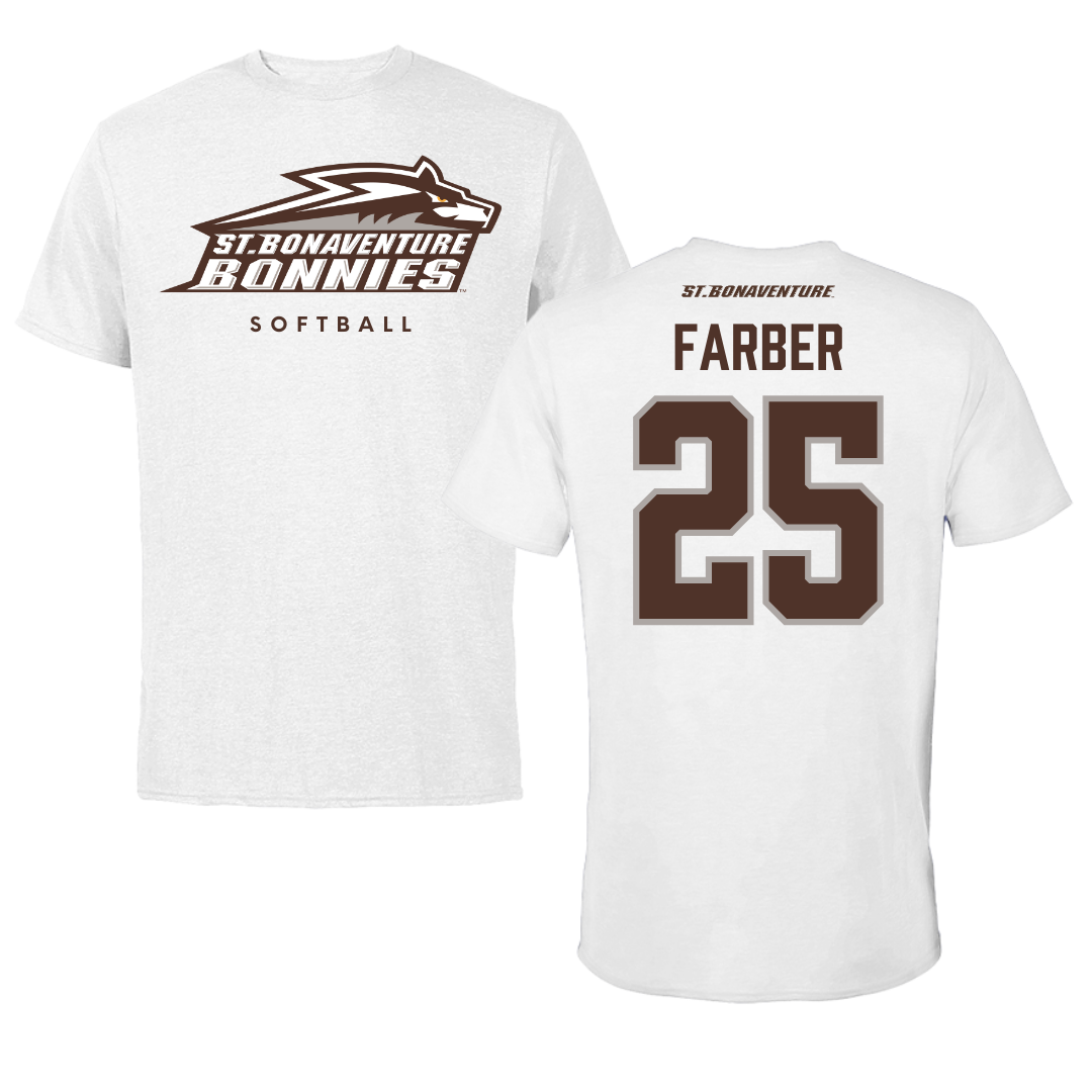 St. Bonaventure University Softball White Performance Tee - #25 Abby Farber