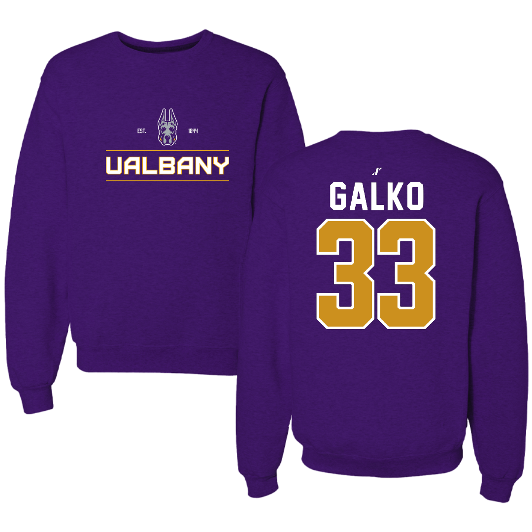 University at Albany Lacrosse Purple General Crewneck - #33 Cade Galko
