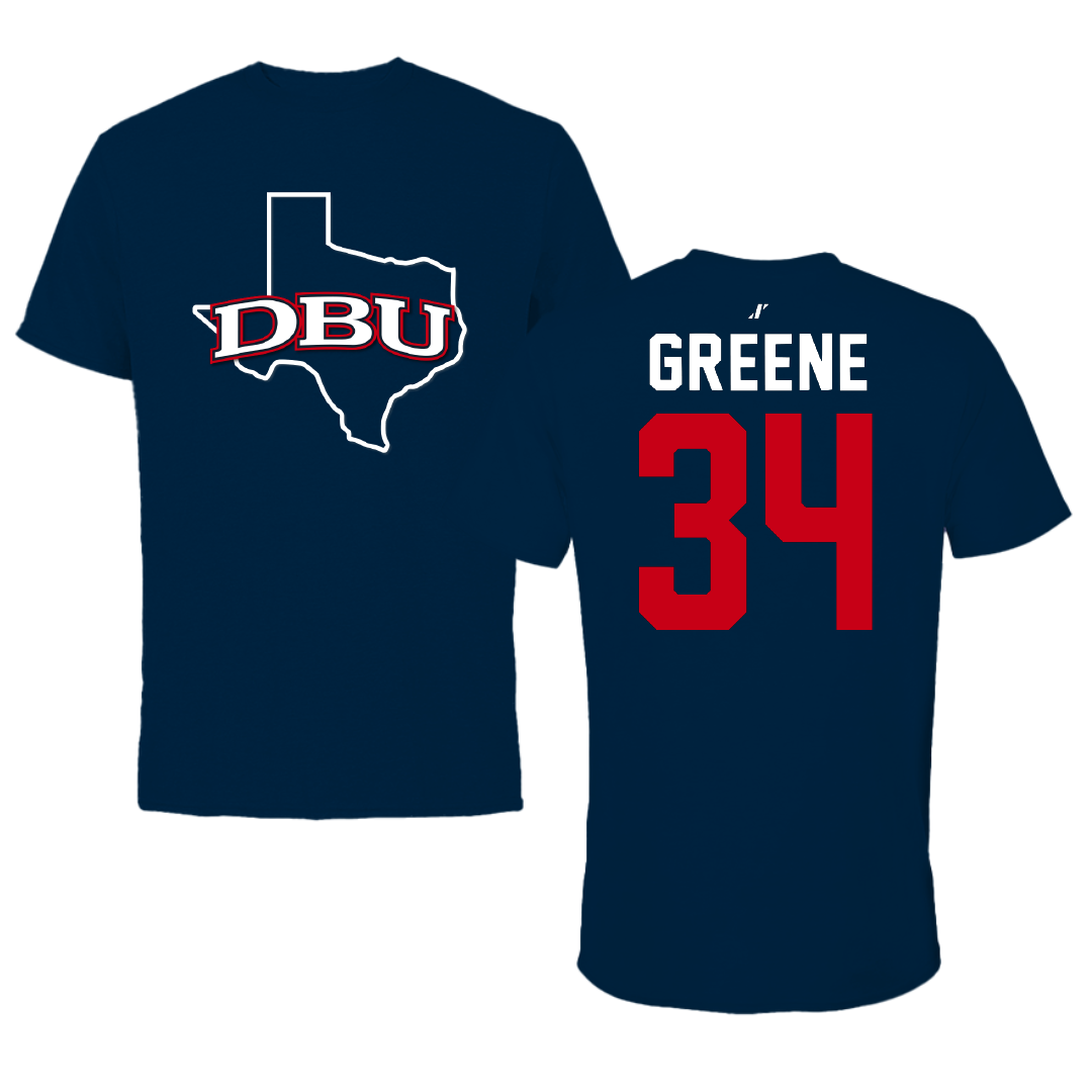 Dallas Baptist University Soccer Navy State Tee - #34 Ava Greene