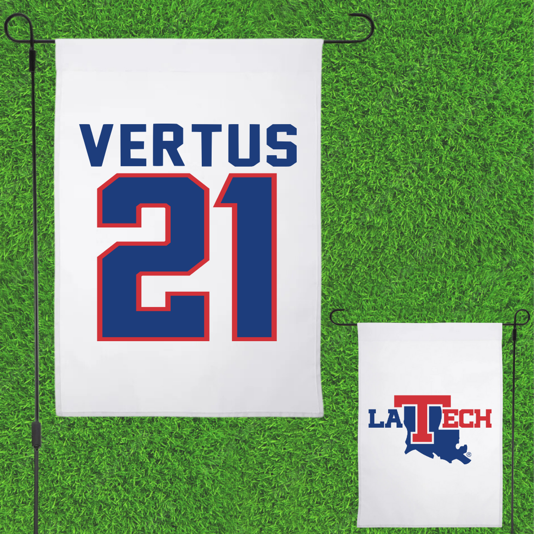 Louisiana Tech University Basketball White Garden Flag - #21 Alex Vertus