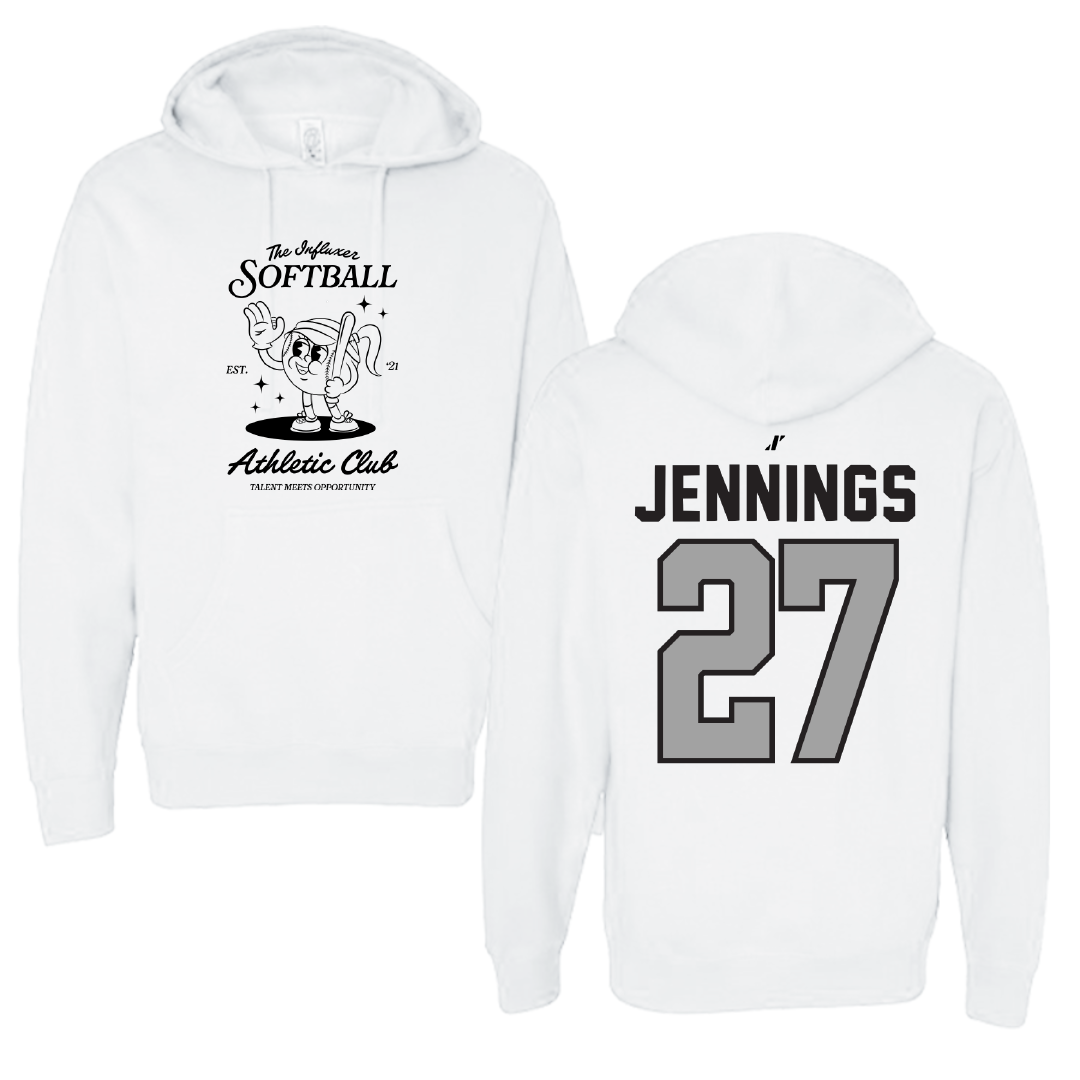 Softball White Influxer Athletic Club Hoodie - #27 Abigail Jennings